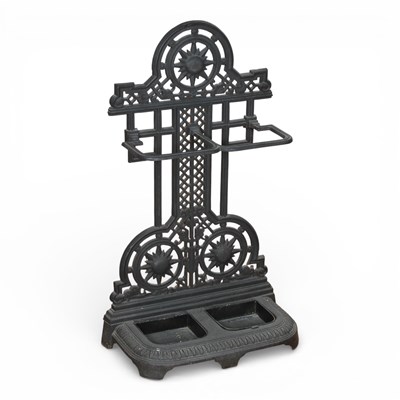 Lot 226 - A Victorian black painted cast iron walking...
