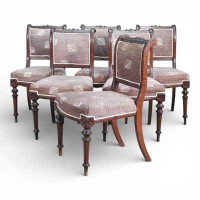 Lot 628 - A set of six Victorian upholstered dining...