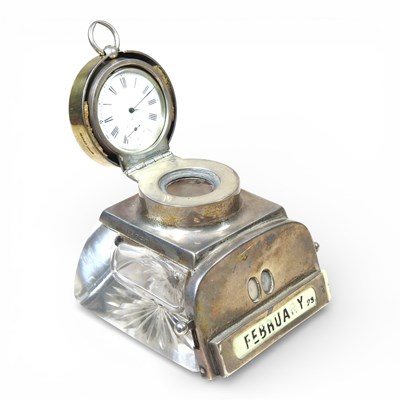 Lot 30 - An Edwardian silver mounted glass deskstand,...