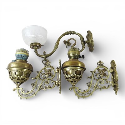 Lot 349 - A pair of ornate 19th century brass adjustable...