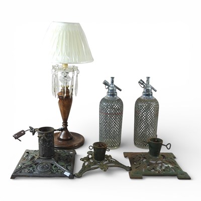 Lot 650 - A pair of soda siphons, 31cm high, together...