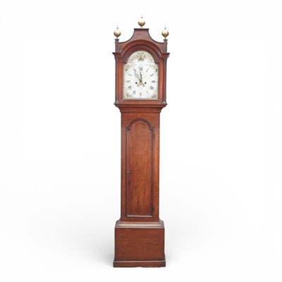 Lot 27 - A 19th century oak cased longcase clock, the...