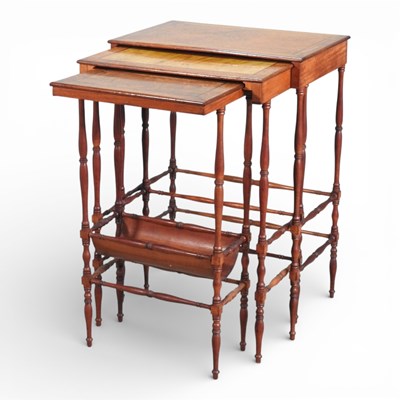 Lot 280 - A nest of three Edwardian style burr walnut...