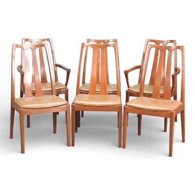 Lot 428 - A set of six 1970s Nathan teak dining chairs,...