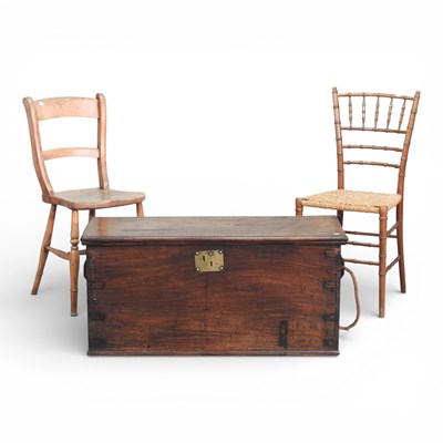 Lot 410 - A 19th century oak coffer, 95cm wide, together...