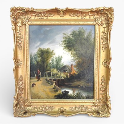 Lot 80 - English school, 19th century, river landscape...