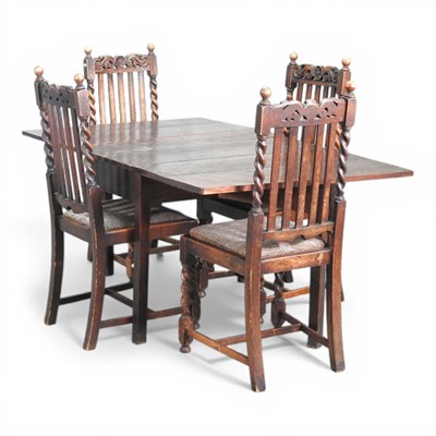 Lot 513 - An oak drop leaf dining table, 150cm wide,...