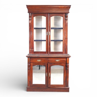 Lot 443 - A 19th century mahogany cabinet bookcase, with...