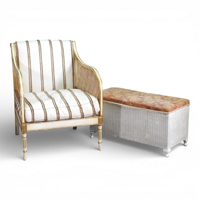 Lot 220 - A French style bergere armchair, together with...