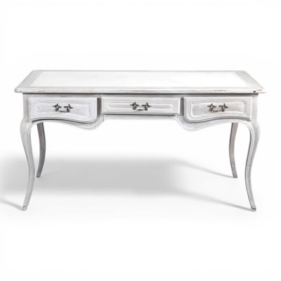Lot 444 - A French grey painted desk, 20th century, with...