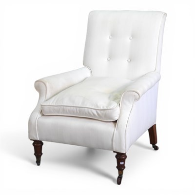 Lot 93 - A Victorian and later cream upholstered...