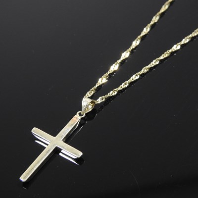 Lot 21 - A 9 carat gold necklace, suspended with a 14...