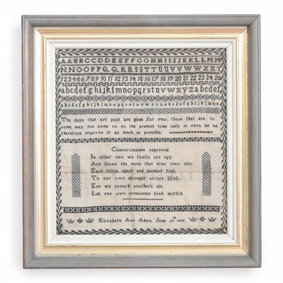Lot 391 - A William IV needlework sampler, worked by...