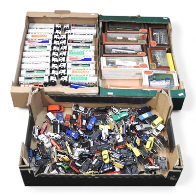 Lot 257 - Three boxes of diecast model vehicles, some boxed