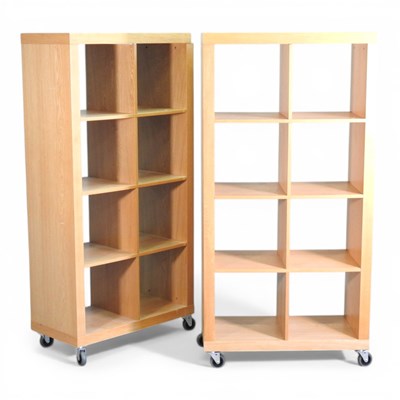 Lot 529 - A pair of light oak effect open shelves (2)