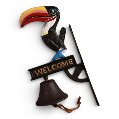 Lot 653 - A cast iron Guinness Toucan Welcome bell, 42cm...