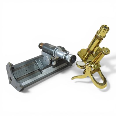 Lot 131 - A Baker & Co. travelling microscope, 32cm wide,...