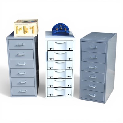 Lot 645 - Three metal chests, containing various tools (3)