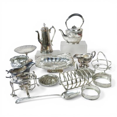 Lot 393 - A collection of silver plated items and...