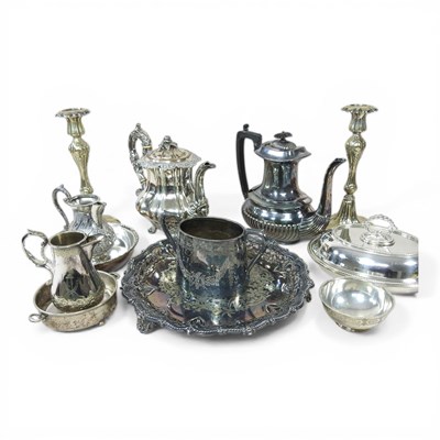 Lot 571 - A collection of silver plated items and...