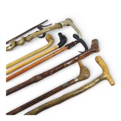 Lot 23 - A collection of walking sticks, to include two...