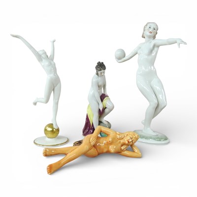 Lot 272 - A German porcelain figure of an Art Deco lady,...
