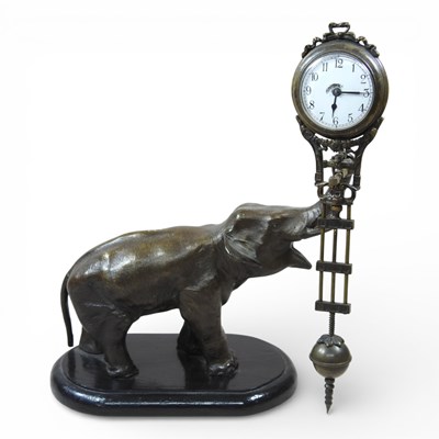 Lot 593 - A Junghans style bronze elephant mystery clock,...