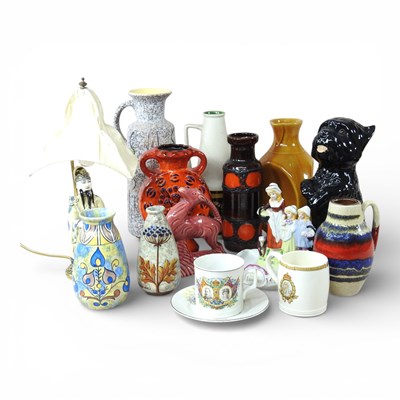 Lot 313 - A 1960s West German fat lava pottery vase,...