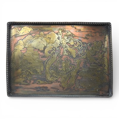 Lot 123 - A Chinese mixed metal tray, 19th century,...