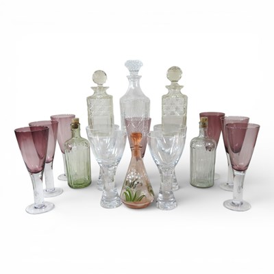 Lot 322 - A collection of decanters and coloured glassware