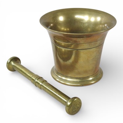 Lot 517 - A 19th century bronze pestle and mortar, 14cm...