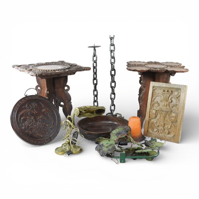 Lot 423 - Two Indian carved hardwood folding occasional...