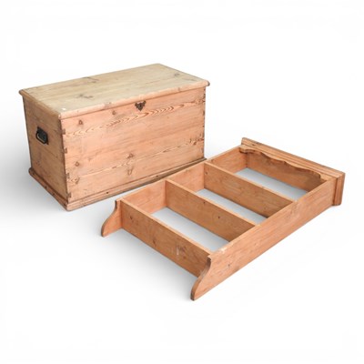 Lot 403 - An antique pine blanket box, with a hinged lid,...