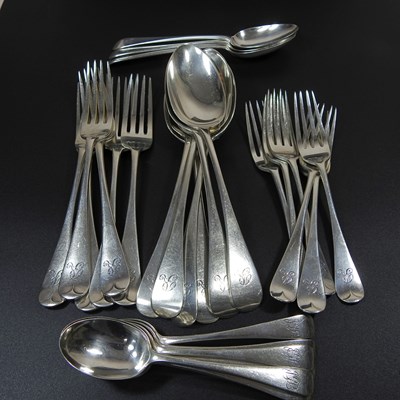 Lot 82 - A Victorian silver Hanovarian pattern part...