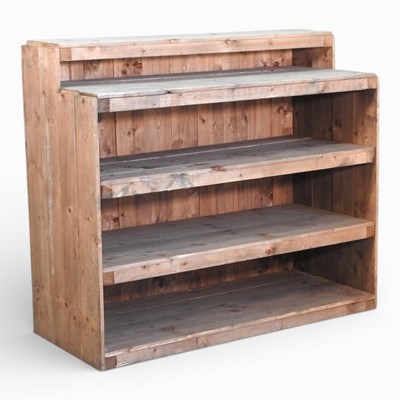 Lot 624 - A rustic pine four tier open shop...