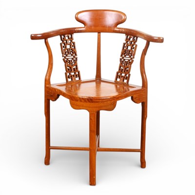 Lot 429 - A Chinese carved hardwood chair