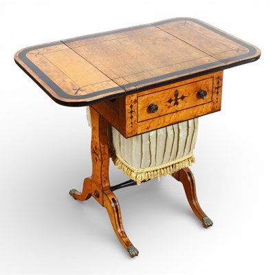Lot 396 - A Regency bird's eye maple and ebony strung...