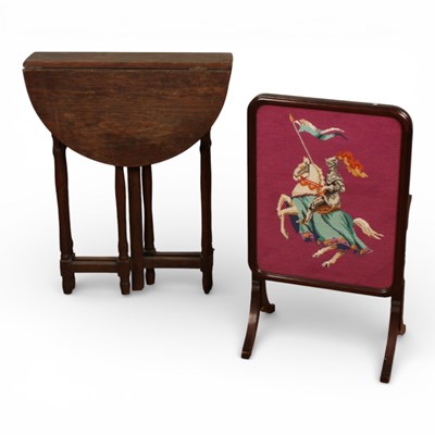 Lot 576 - An oak folding occasional table together with...