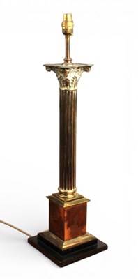Lot 340 - A large brass Corinthian column table lamp,...