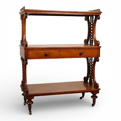 Lot 384 - A fine Victorian walnut buffet, with a pierced...