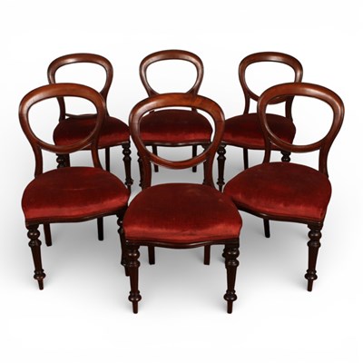 Lot 192 - A set of six Victorian mahogany balloon back...