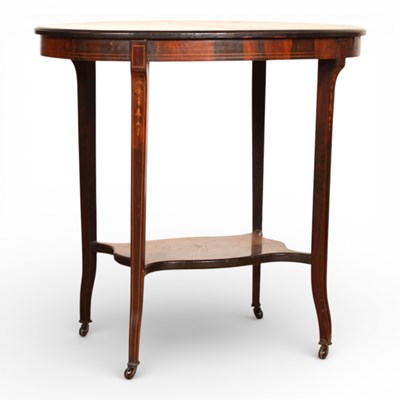 Lot 707 - A 19th century rosewood inlaid oval occasional...