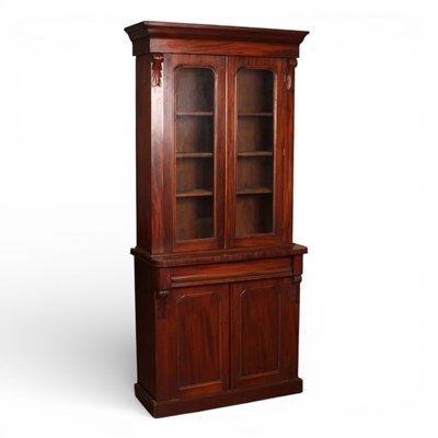 Lot 540 - A Victorian mahogany glazed cabinet bookcase,...