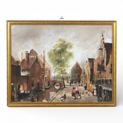 Lot 114 - Leslie Davenport (1905-1973), a Bruges scene,...