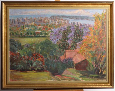 Lot 263 - Lezard, coastal townscape with colourful...