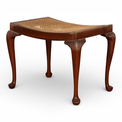 Lot 502 - A mahogany stool with woven cane seat and...