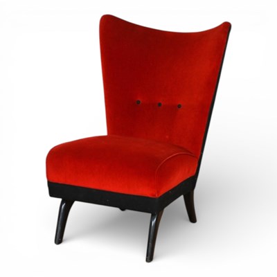 Lot 311 - A Howard Keith Encore red velvet button back...