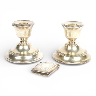 Lot 84 - Two silver candlesticks, loaded, Birmingham,...