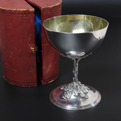 Lot 154a - A Victorian silver stem cup, with a gilt bowl,...