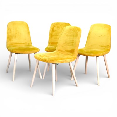 Lot 355 - A set of four modern gold velvet upholstered...